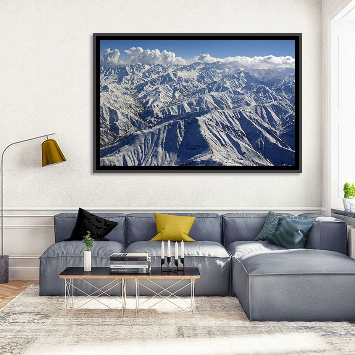 Snow-capped Afghan Mountains Wall Art in a room, landscape