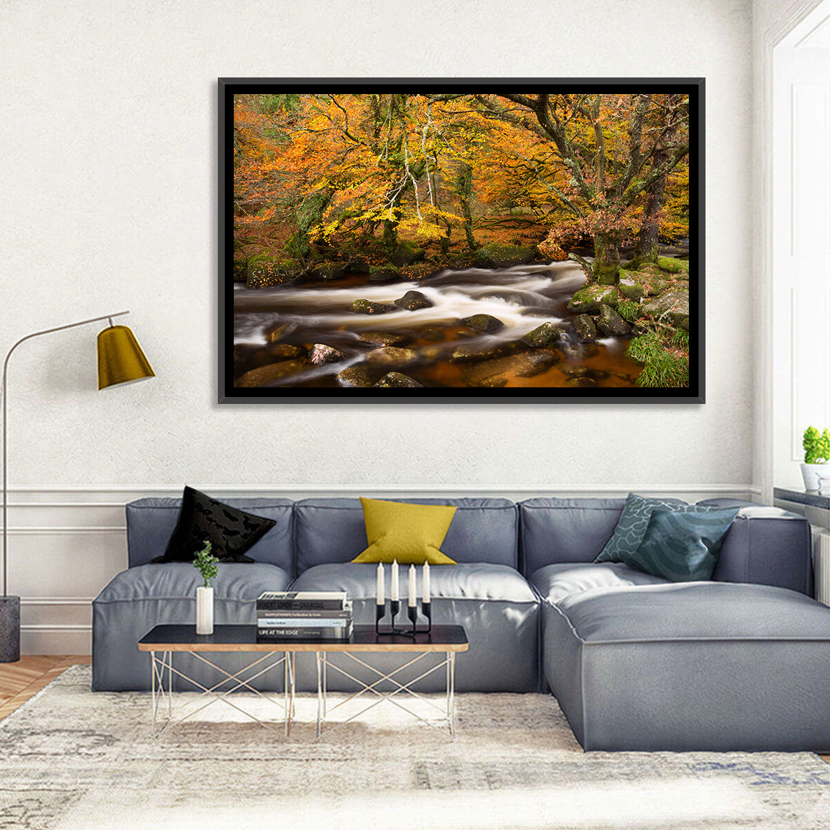 Dartmoor Autumn River in Golden Forest Wall Art