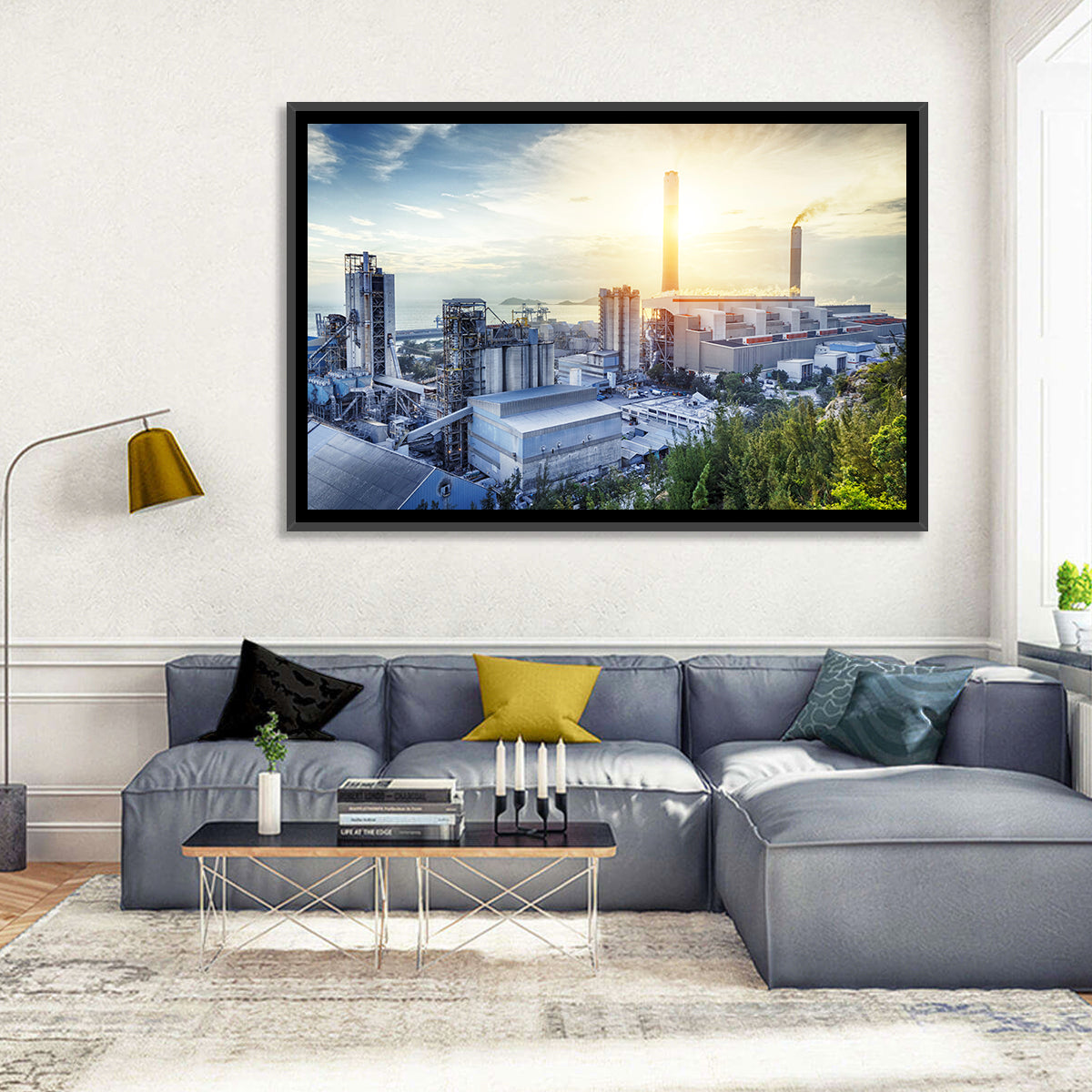 Coastal Power Plant at Sunrise Wall Art
