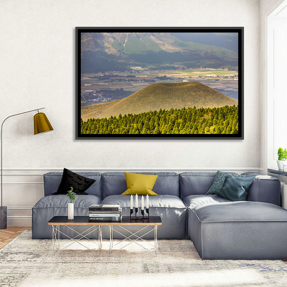 Mount Aso Komezuka Crater Wall Art in a room, landscape