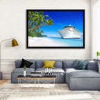 Cruise Ship Beside Tropical Beach Wall Art