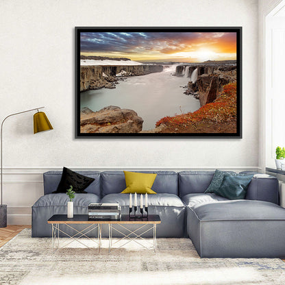 Selfoss Waterfall at Sunset Wall Art