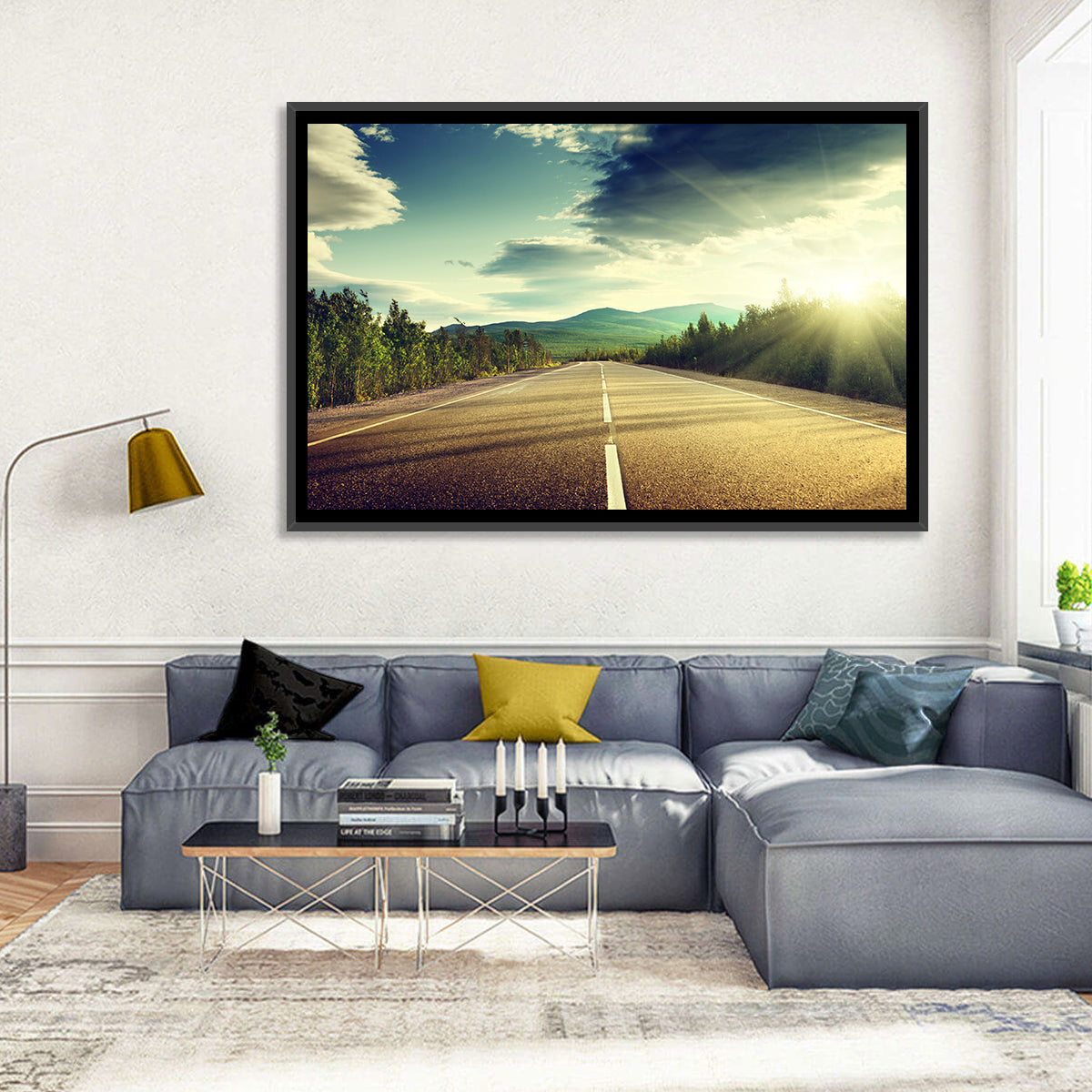 Sunlit Asphalt Road Wall Art