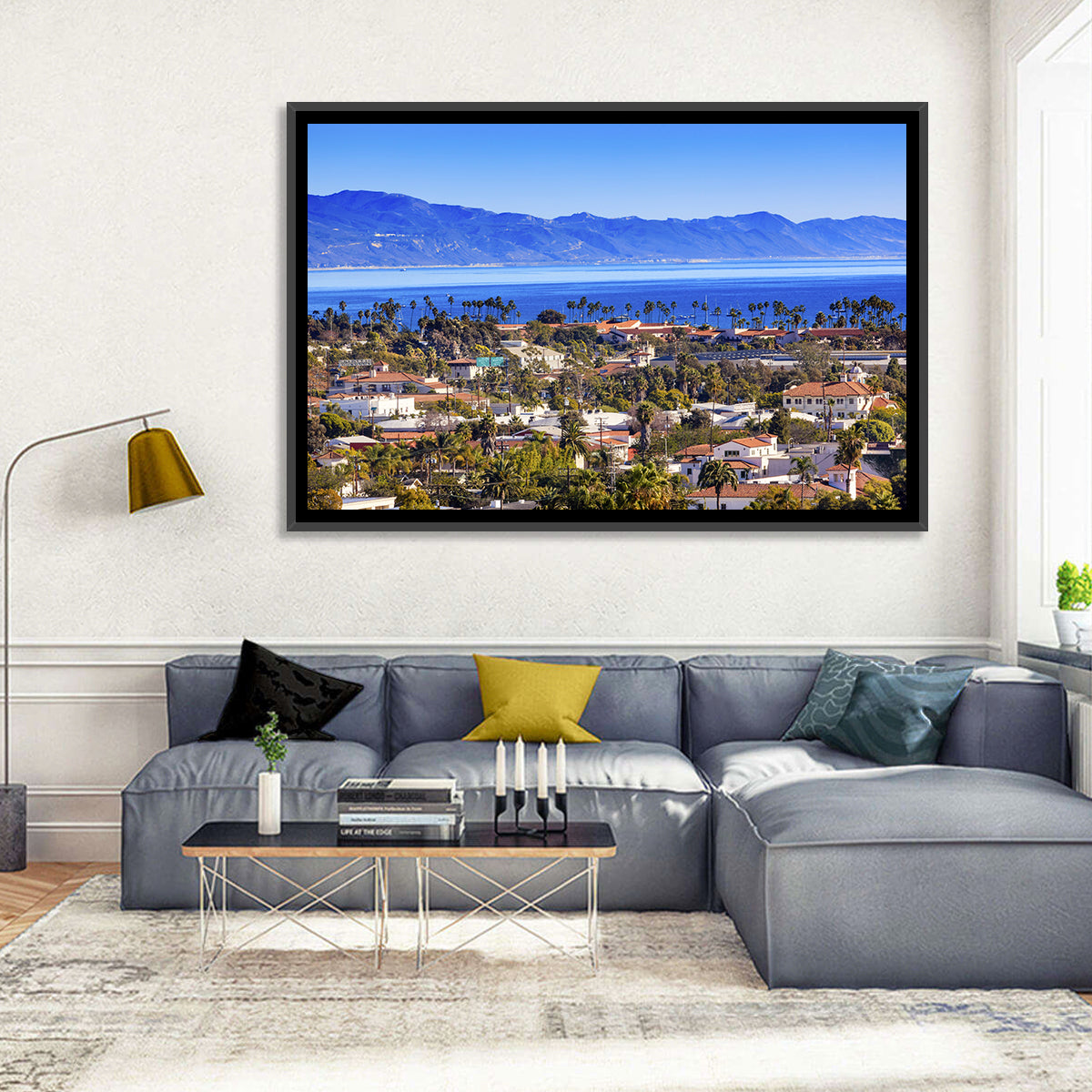 Santa Barbara Waterfront View Wall Art in a room, landscape