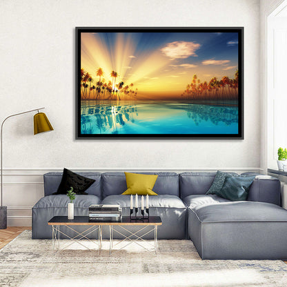 Turquoise Sunset Over Palm Island Wall Art