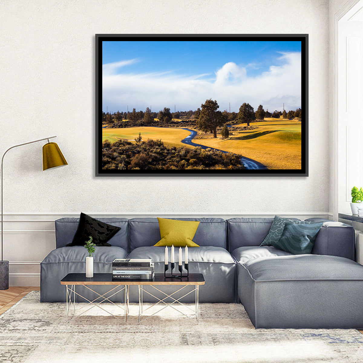 Central Oregon Golf Course with Winding Path Wall Art in a room, landscape