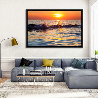 Lake Michigan Sunset Waves Wall Art