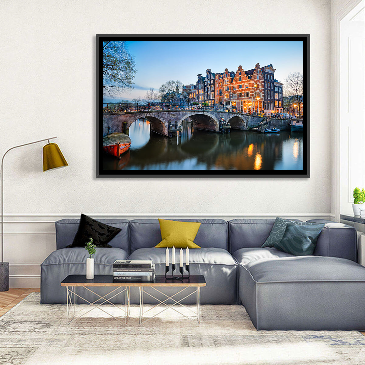 Brouwersgracht Canal Bridge at Dusk Wall Art