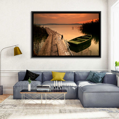 Pier and Rowboat on Lake Balaton Wall Art