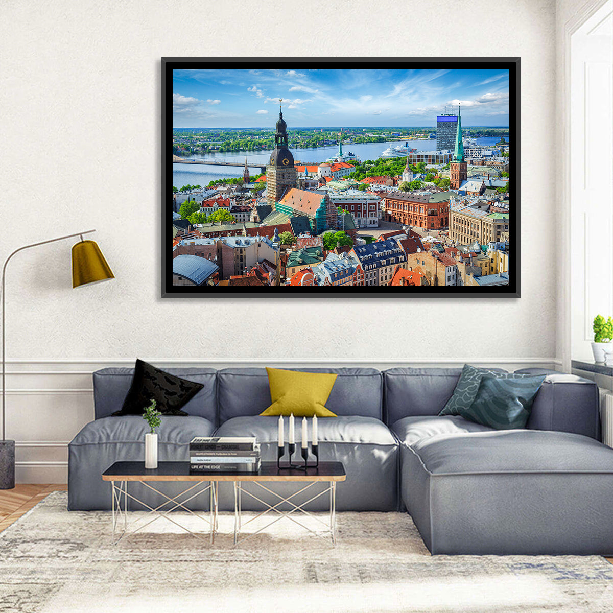 Riga Cityscape Wall Art in a room, landscape