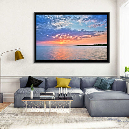 Cloudy Lake Sunset Reflection Wall Art