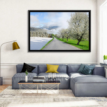 Season Change Road to Snowy Mountain Wall Art