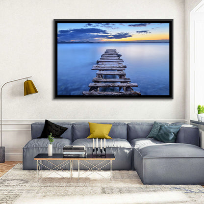 Weathered Lake Pier at Dusk Wall Art