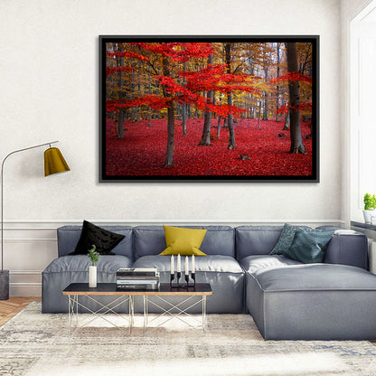 Crimson Autumn Forest Wall Art