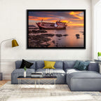 Shipwreck at Sunset Wall Art