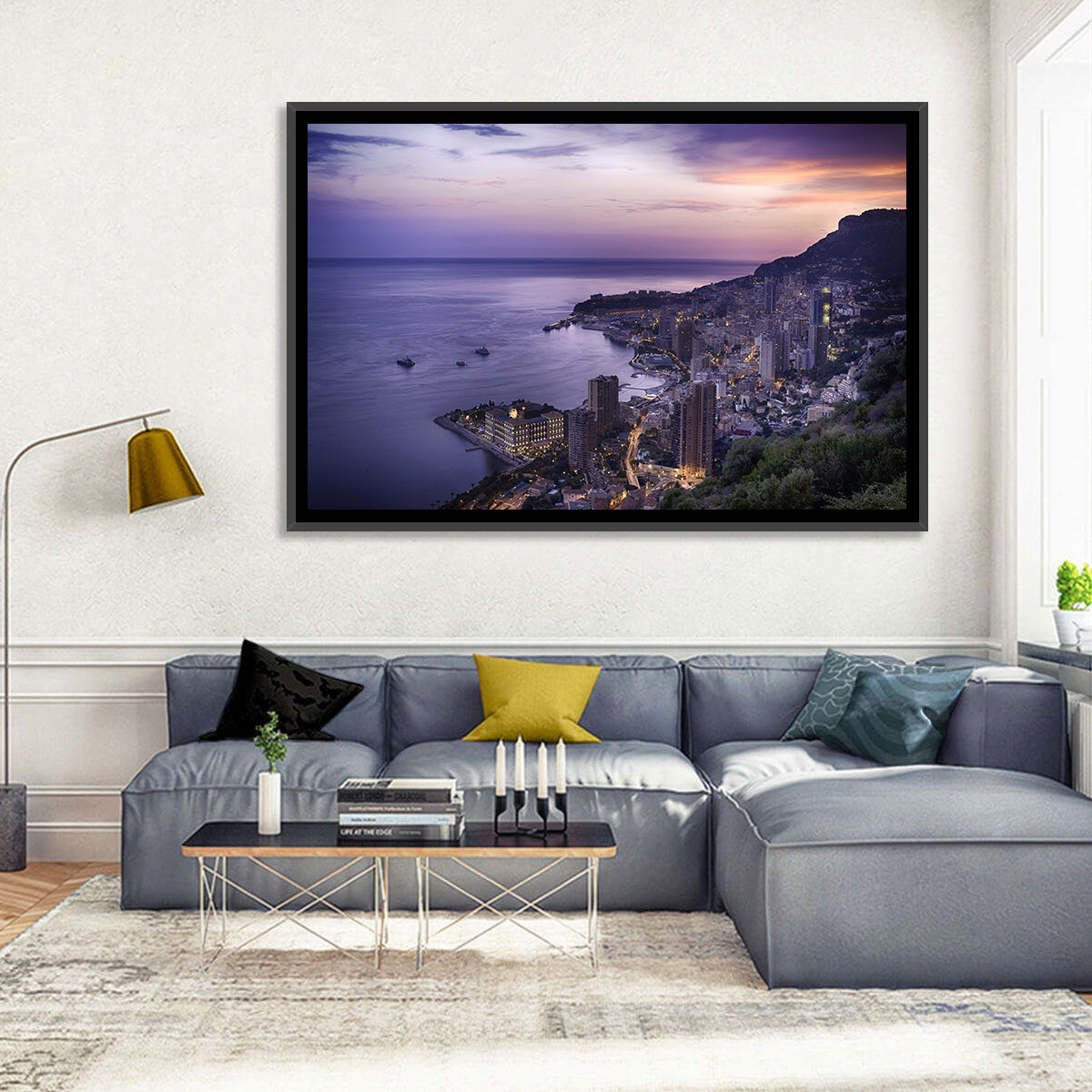 Monte Carlo at Dusk Wall Art in a room, landscape