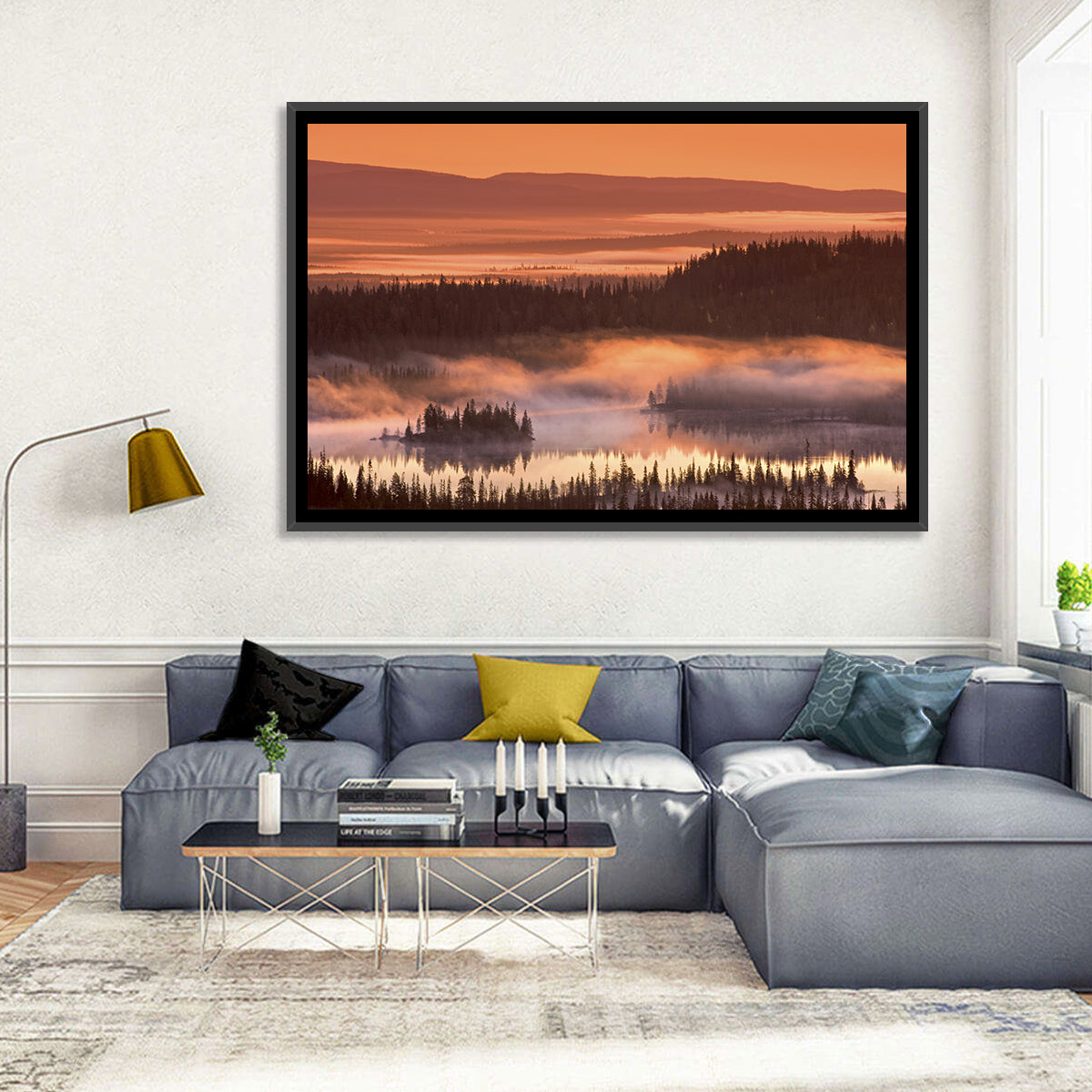 Lapland Sunrise Over Misty Lake Wall Art
