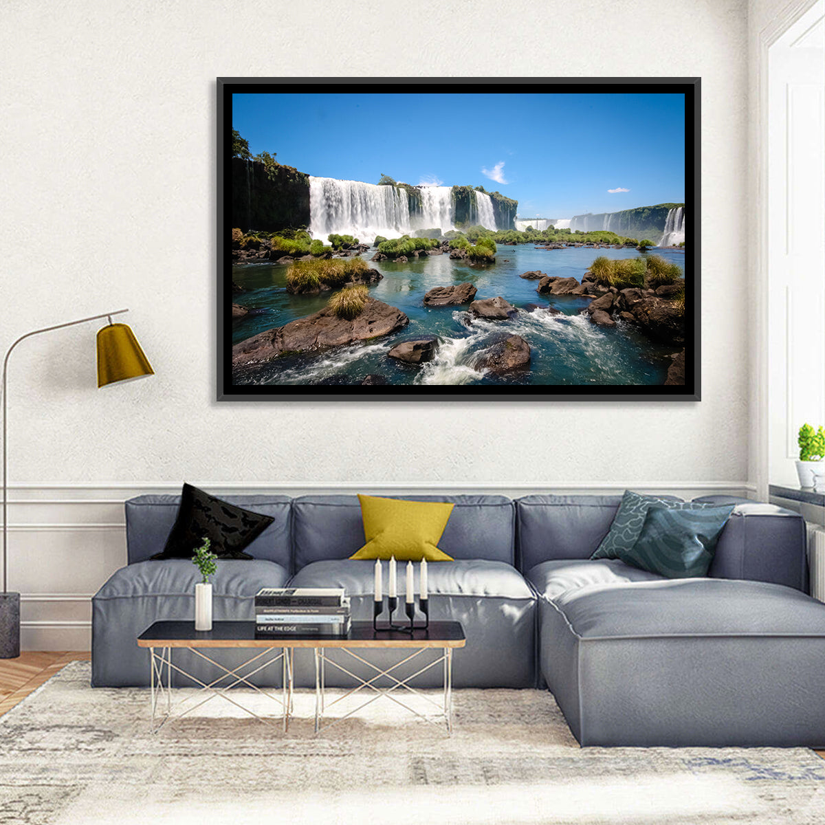 Iguazu River and Falls, Foz Do Iguaçu Wall Art in a room, landscape