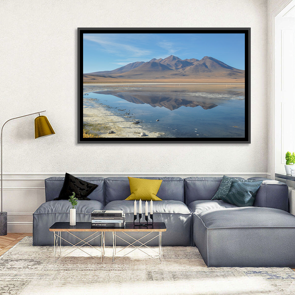Sur Lipez Salt Lake Reflection Wall Art in a room, landscape