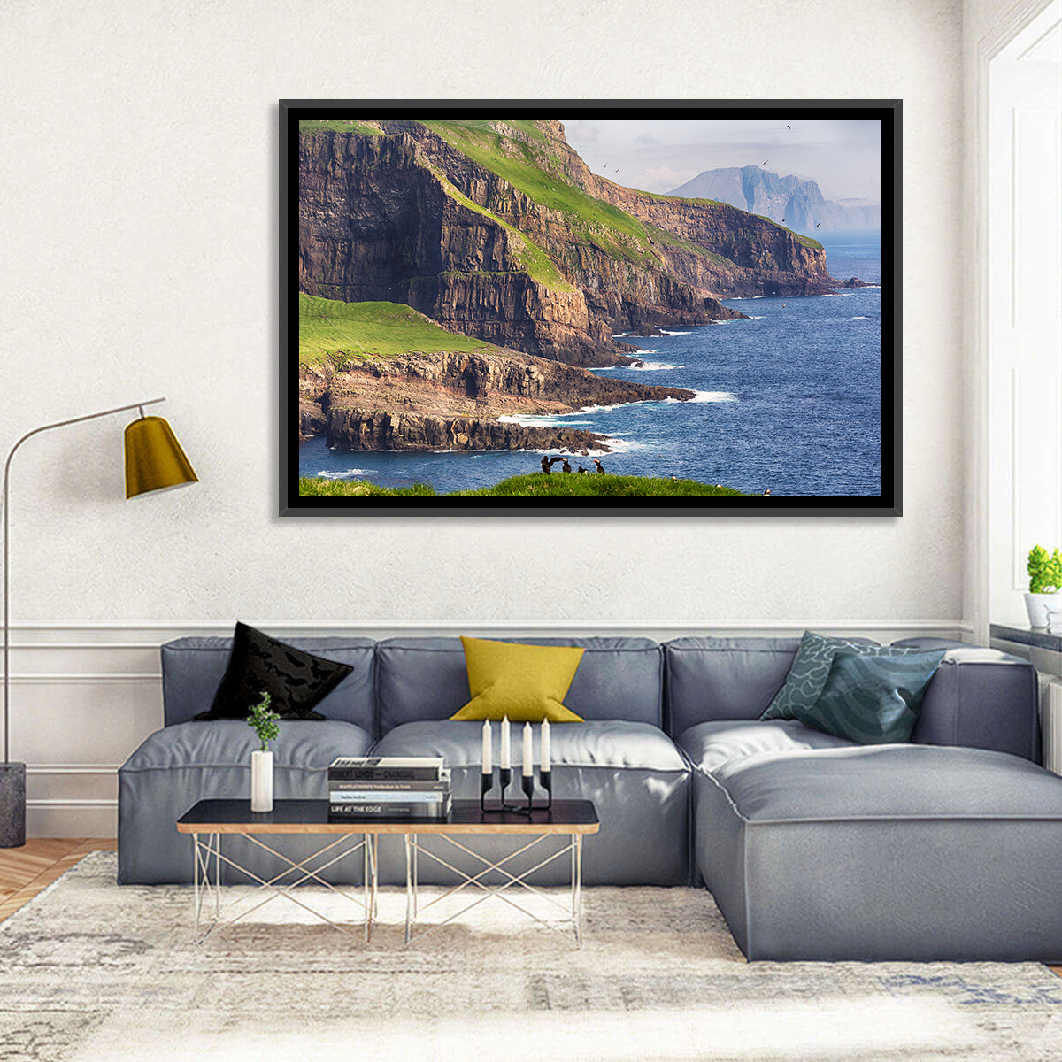 Mykines Cliffs, Faroe Islands Wall Art in a room, landscape