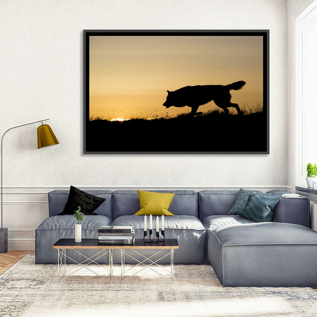 Wolf at Golden Horizon Wall Art