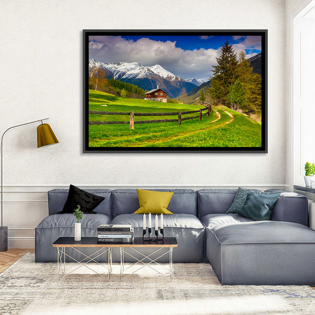 Alpine Meadow Cabin, Swiss Alps Wall Art