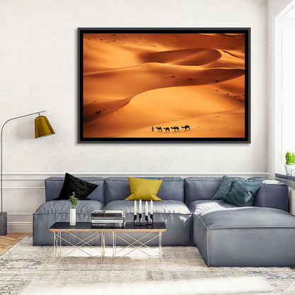 Desert Camel Caravan in Golden Dunes Wall Art