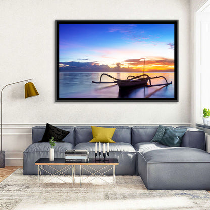 Jukung Fishing Boat at Sunset Wall Art