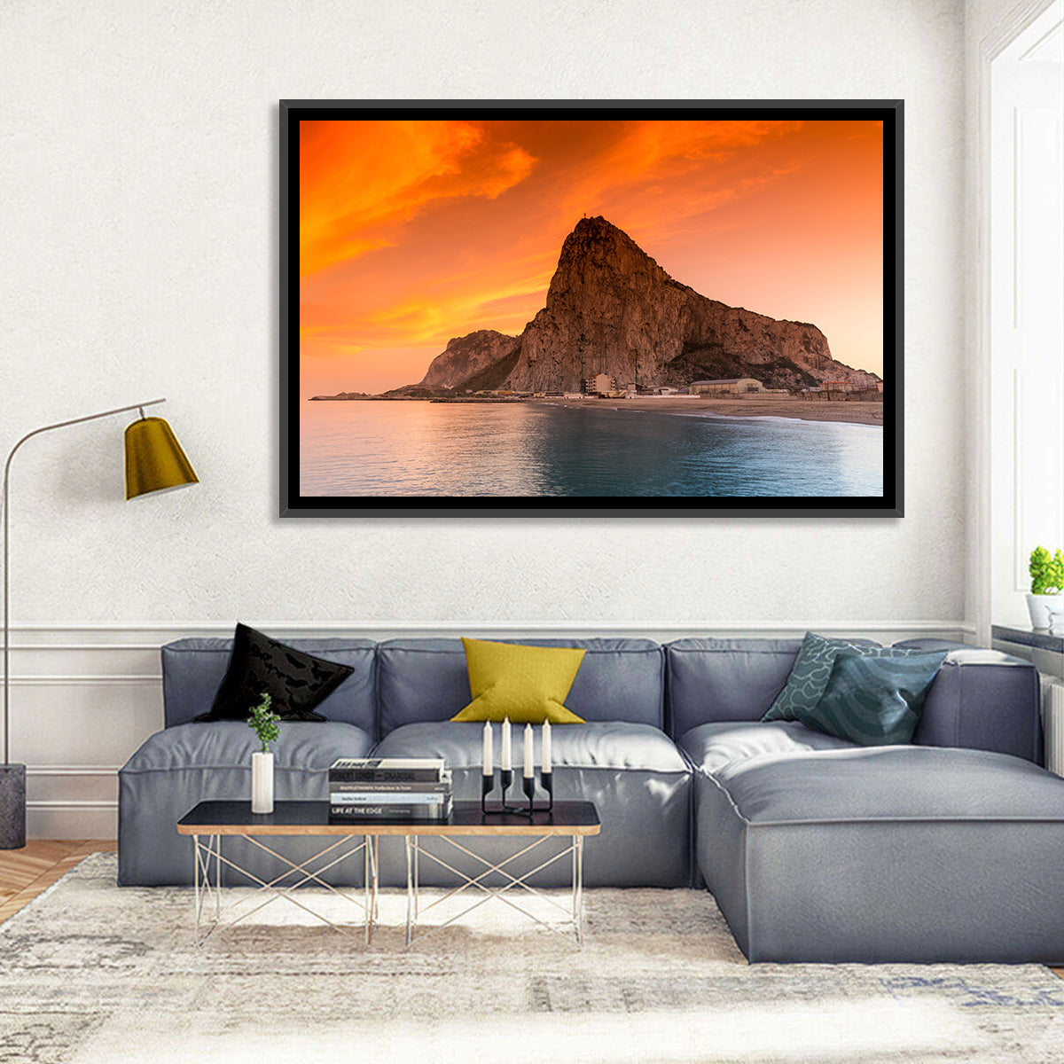 Rock of Gibraltar at Sunset Wall Art in a room, landscape