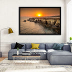 Sunset Over Sea Caves Wall Art