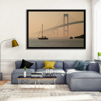 Newport Bridge in Golden Haze Wall Art