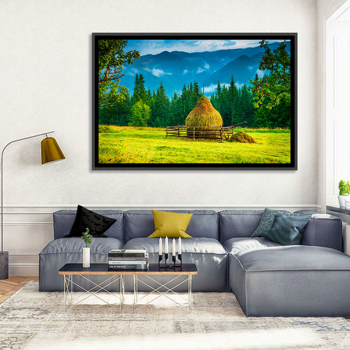 Haystack in Mountain Meadow Wall Art