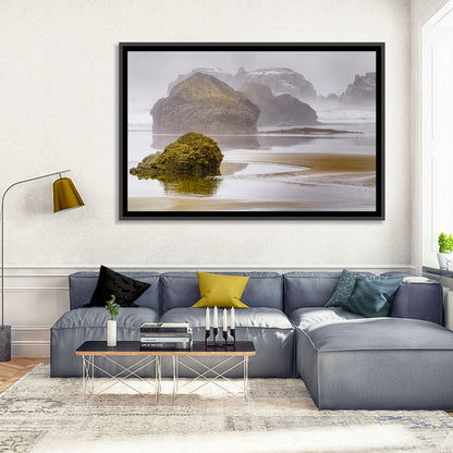 Misty Oregon Sea Stacks Wall Art