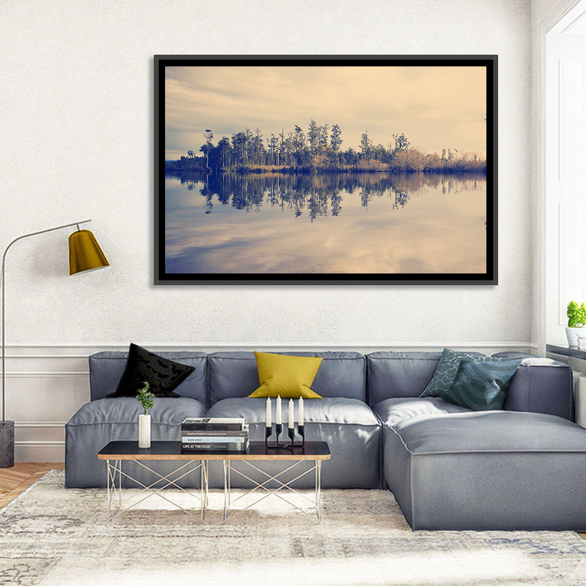 Sunset Over Forest Lake Wall Art
