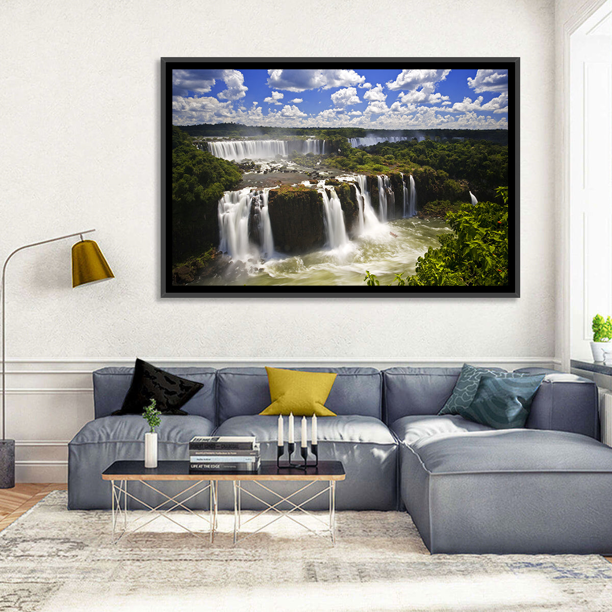 Iguazu Falls River View Wall Art in a room, landscape