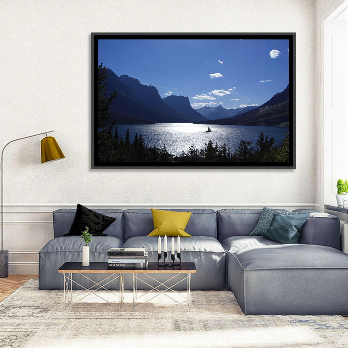 Wild Goose Island, St. Mary Lake Wall Art in a room, landscape