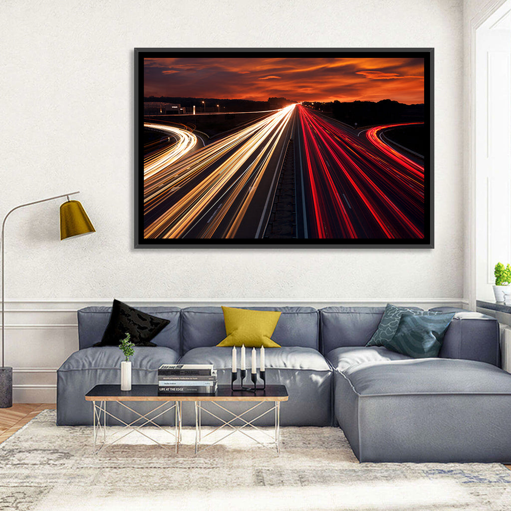 Sunset Highway Light Trails Wall Art