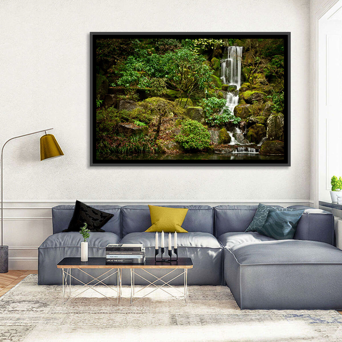 Secluded Mossy Waterfall Wall Art