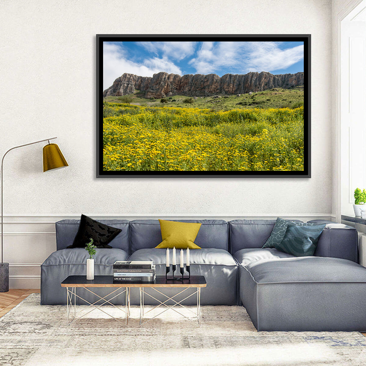 Mount Arbel Wildflower Meadow Wall Art in a room, landscape
