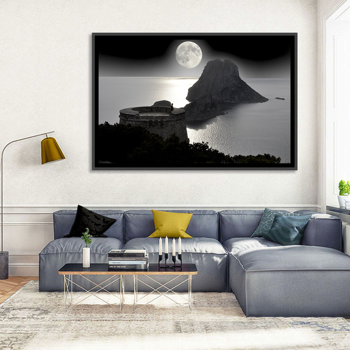 Pirates Tower Moonlit Watchtower, Ibiza Wall Art in a room, landscape