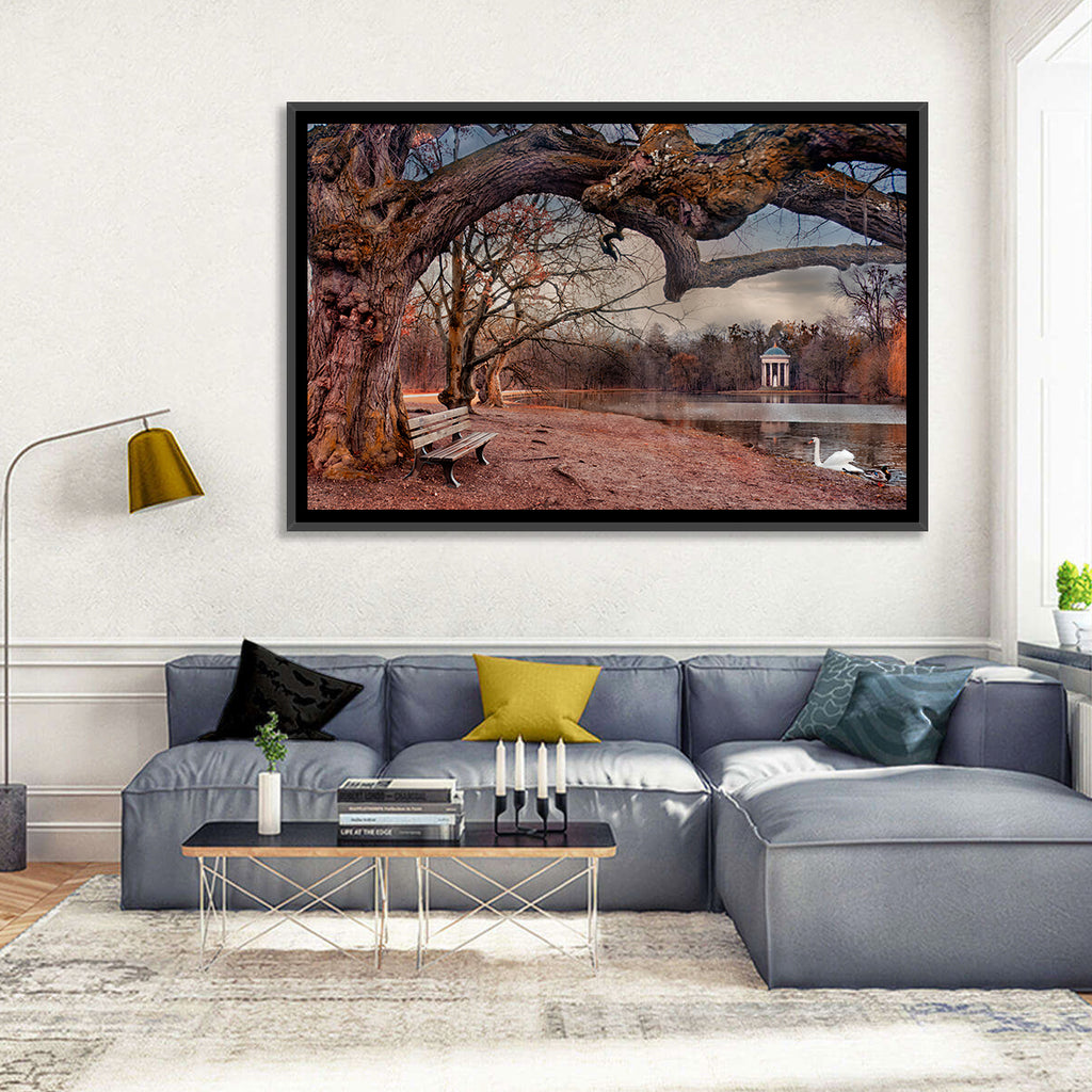 Autumn Pavilion with Swan Wall Art