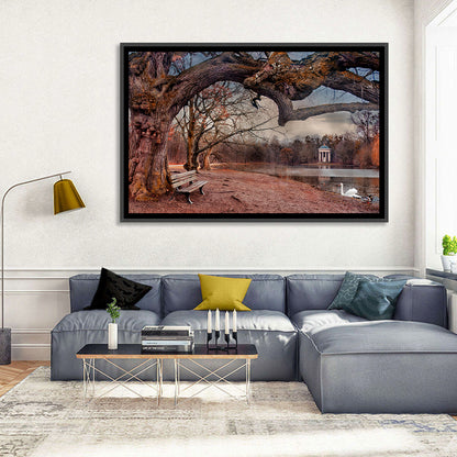 Autumn Pavilion with Swan Wall Art