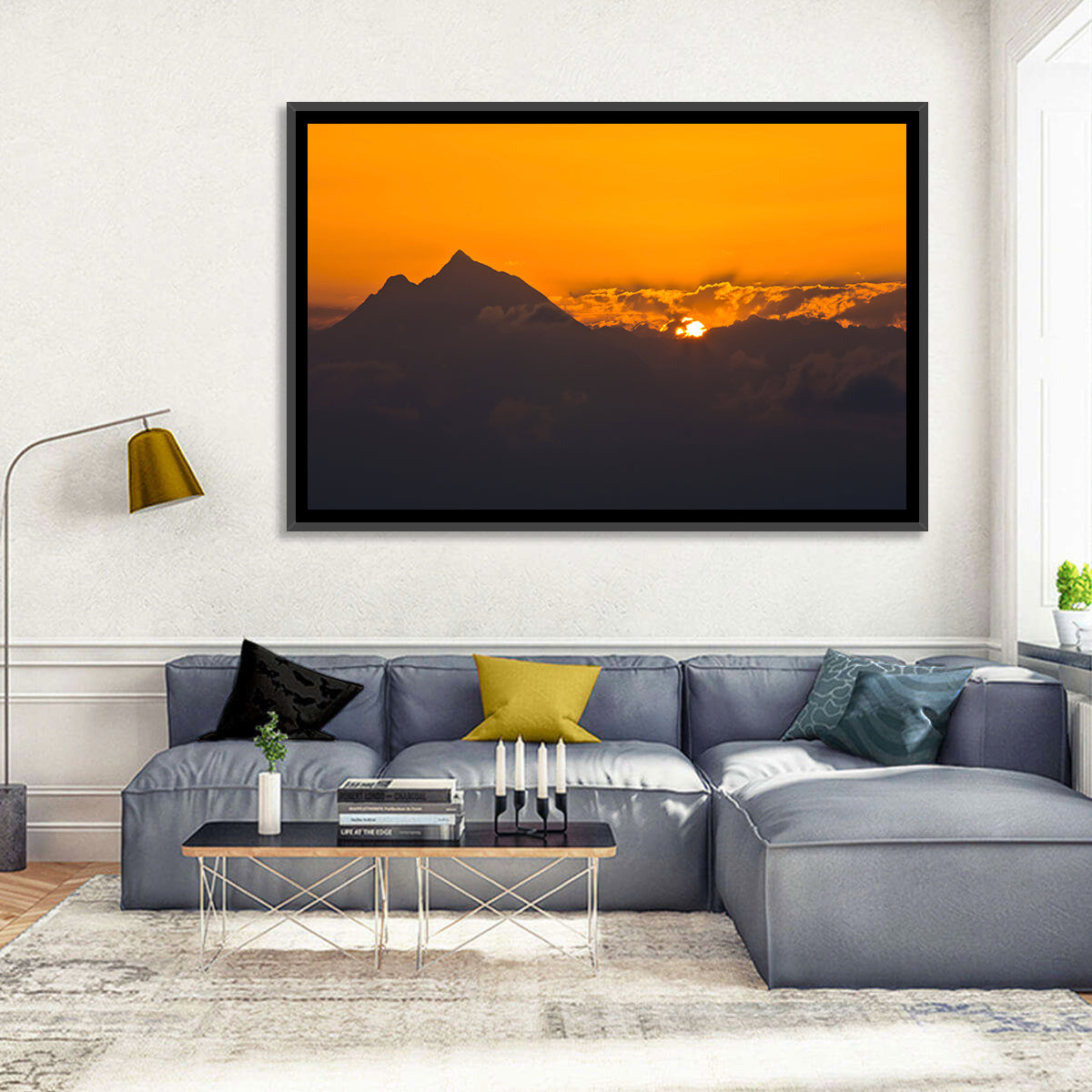 Athos Mountain Sunrise Wall Art in a room, landscape