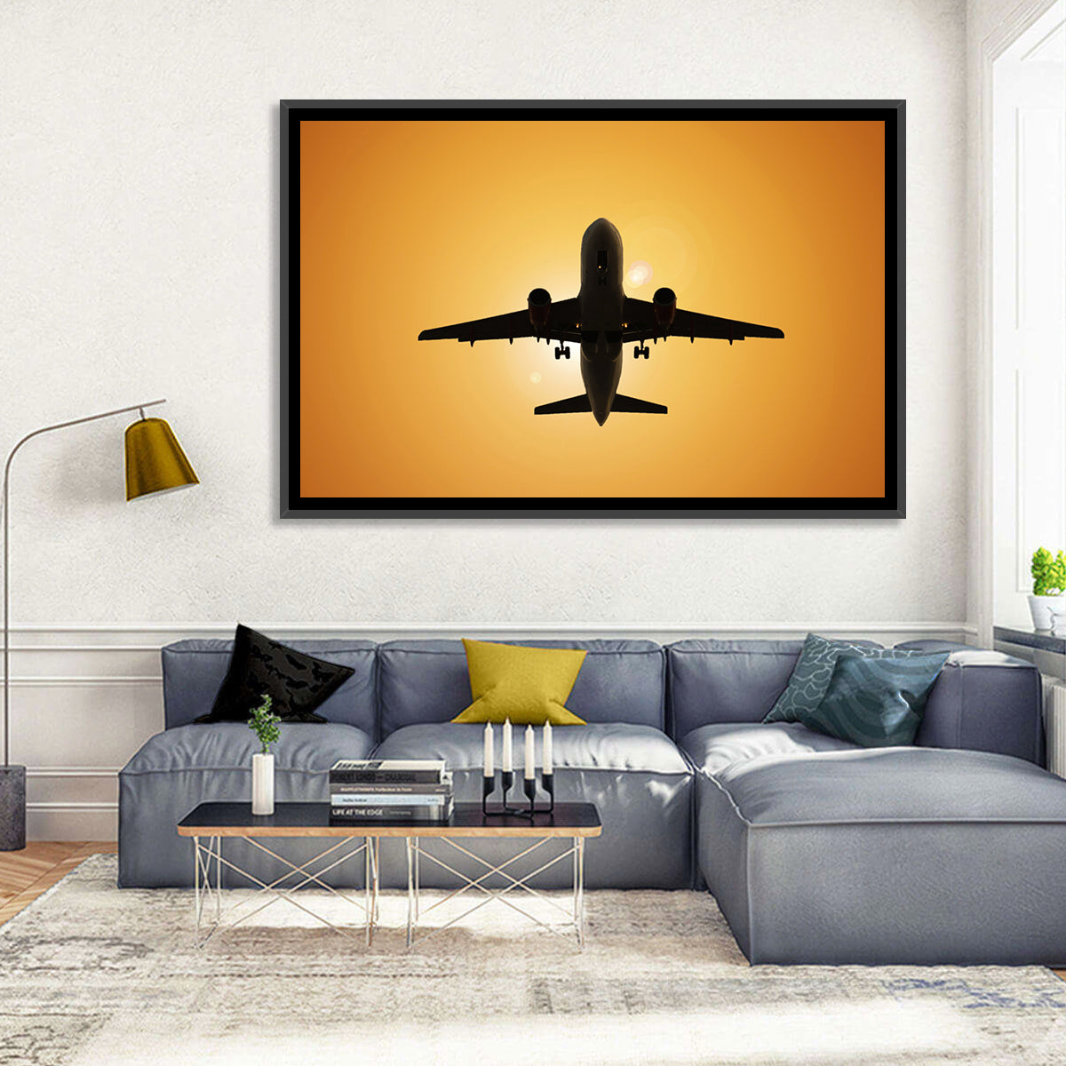 Sunset Jet Silhouette Wall Art