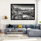 Moraine Lake Monochrome Mountain Landscape Wall Art