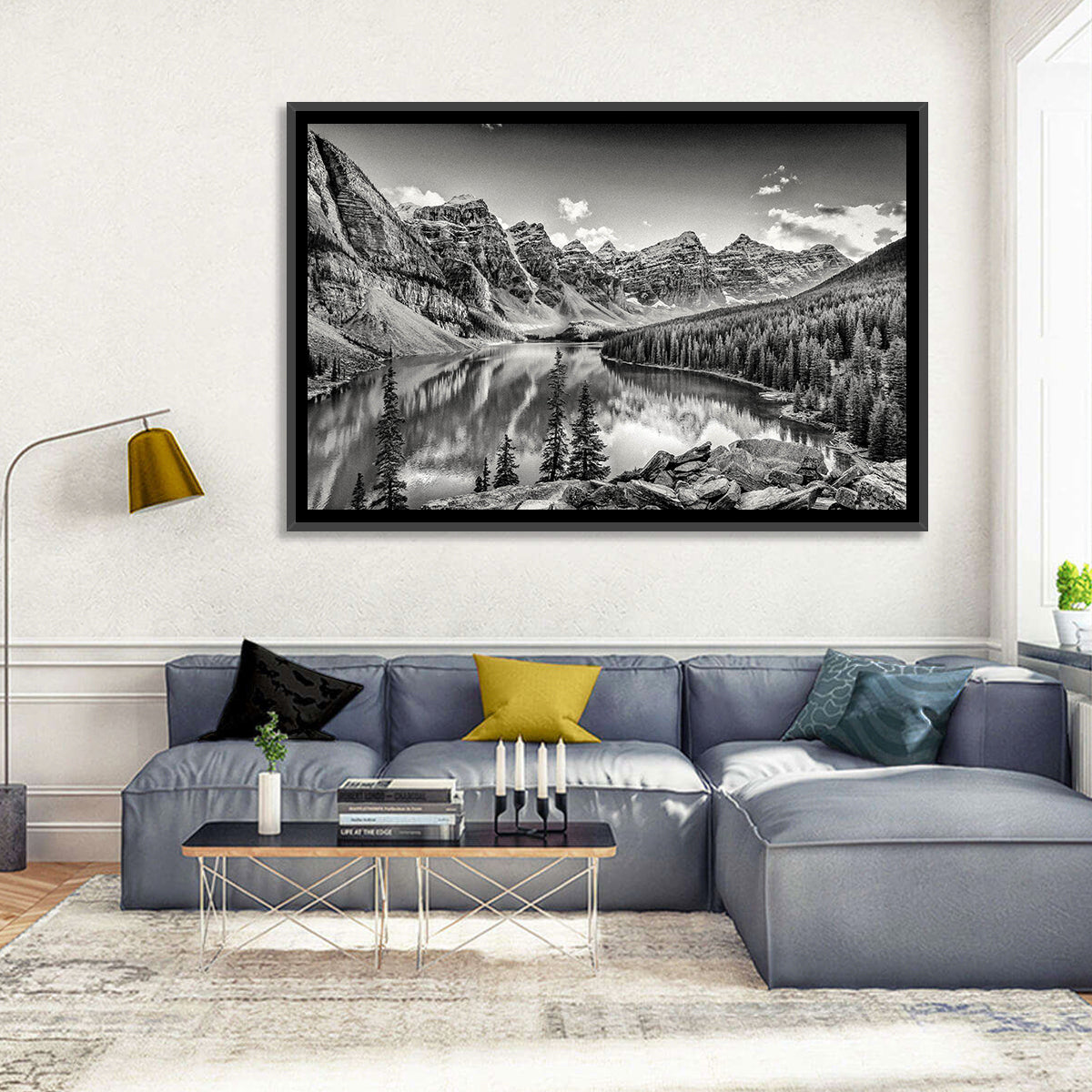 Moraine Lake Monochrome Mountain Landscape Wall Art