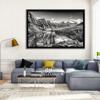 Moraine Lake Monochrome Mountain Landscape Wall Art