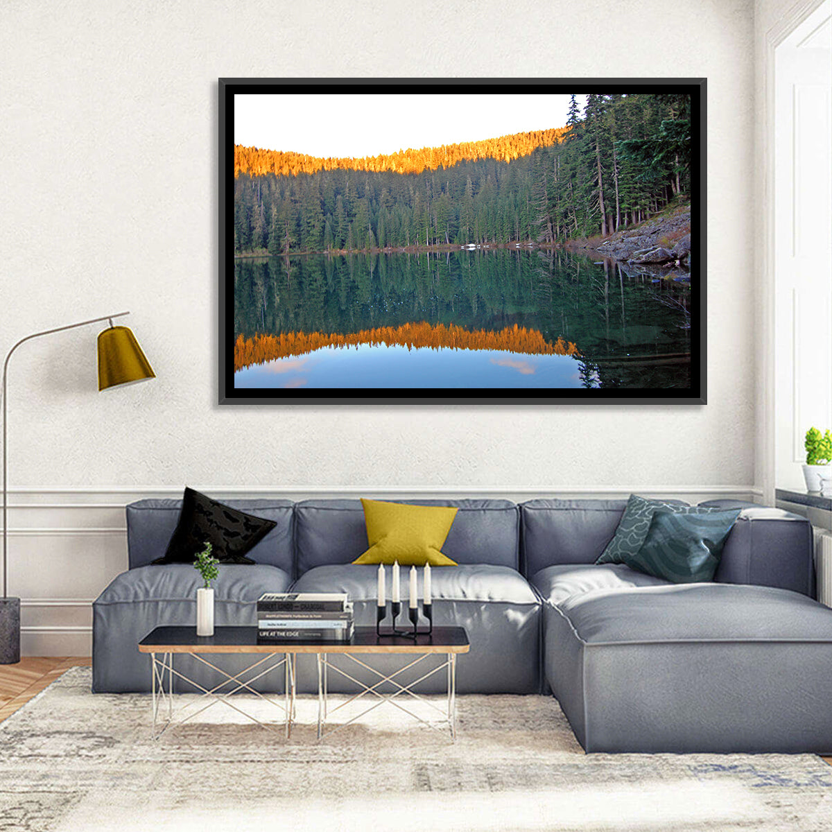 Golden Hour Lake Reflection Wall Art
