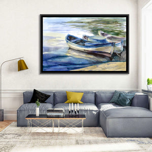 Watercolour Lake Boats Wall Art