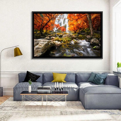 Autumn Forest Waterfall Wall Art